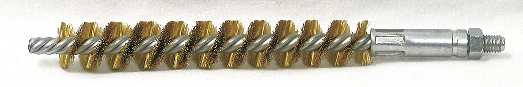 CONDENSER TUBE BRUSH, ¼"-28 MALE THREADED CONNECTION, 9/16 IN DIA, 4 IN BRUSH L, BRASS
