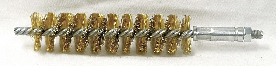 CONDENSER TUBE BRUSH, ¼"-28 MALE THREADED CONNECTION, 1 IN DIAMETER, 4 IN BRUSH L, BRASS