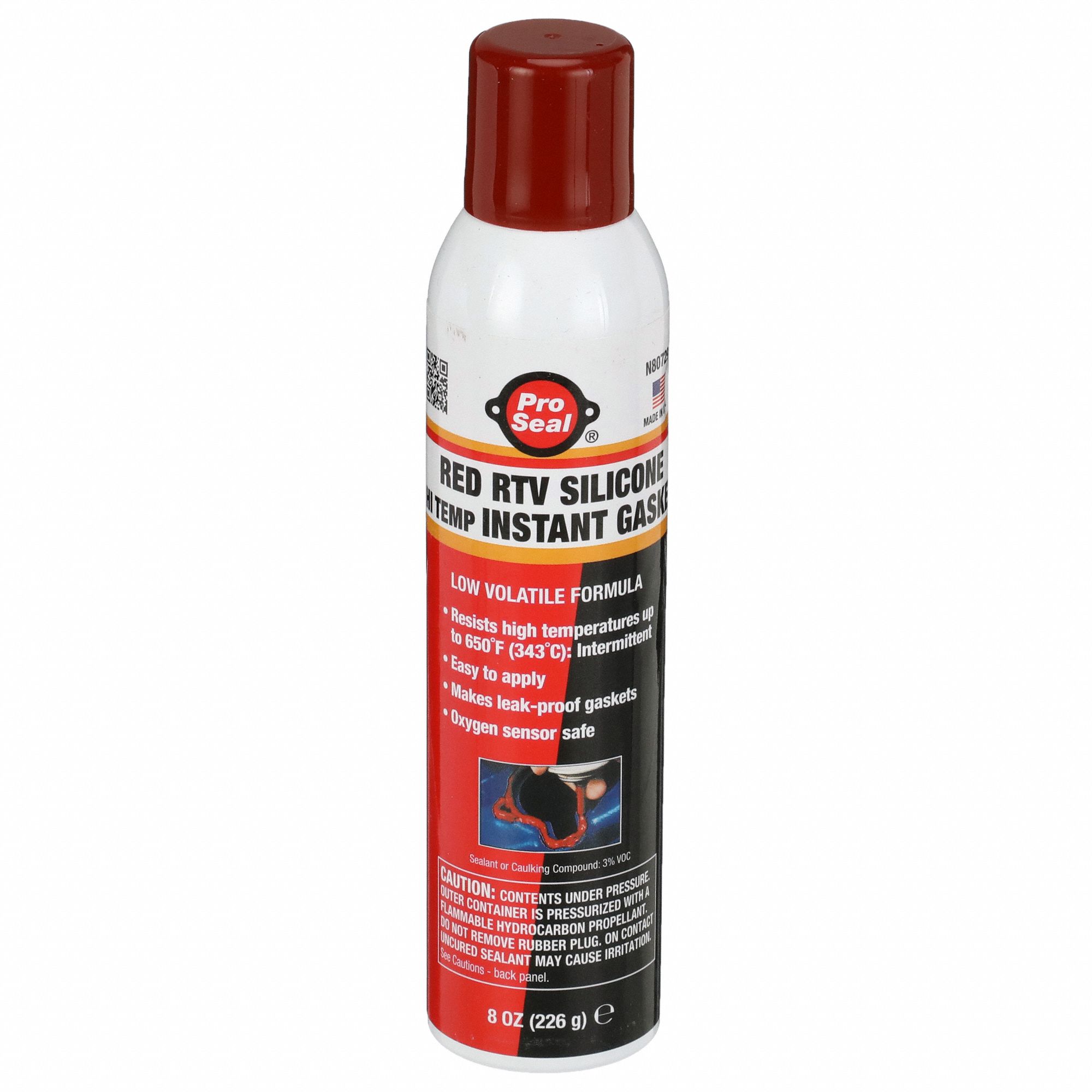 PRO SEAL, Low Volatile HiTemp Instant Gasket, 8 oz, RTV Gasket Maker