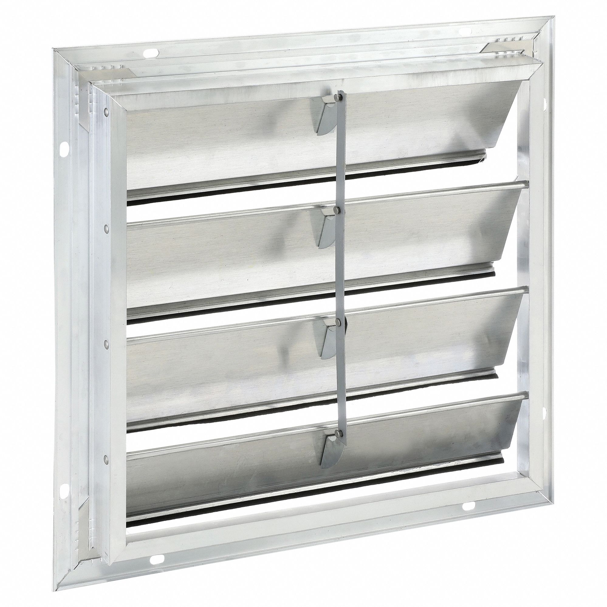 19"H-W 5 1/4"L Alu Gable Shutter Dampr: For 16 in Fan, Single Panel, 19 in H, 19 in W, 1 1/2 in D