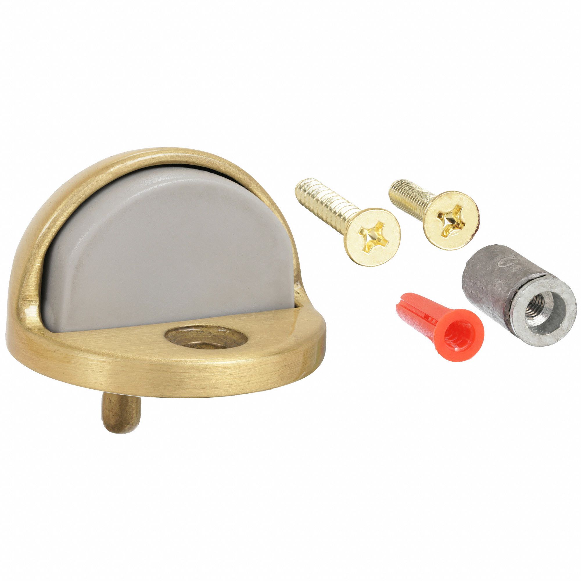 ROCKWOOD Cast Brass, Dome Door Stop, Floor Mount, 17/8 in Base Dia