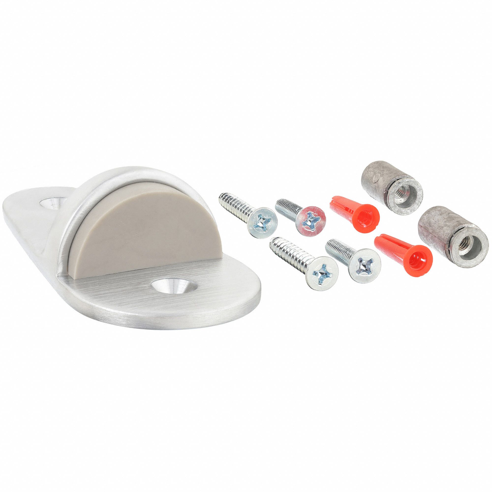 ROCKWOOD Dome Door Stop Floor Mount, Satin Chrome, 2 in x 4 in, 4 in