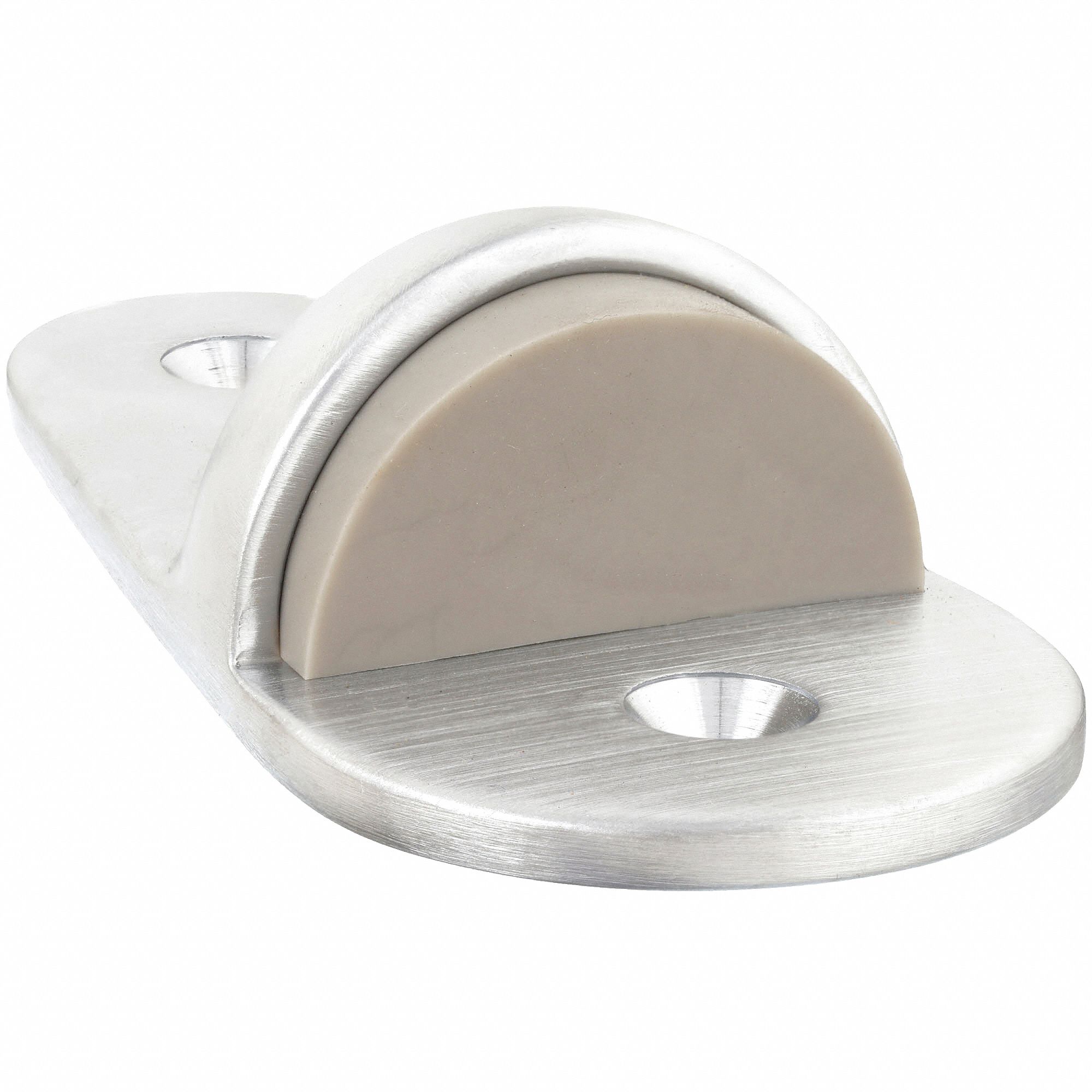 Dome Door Stop: Floor - Mounted, 4 in Lg, 1 7/8 in Wd, 1 1/8 in Overall Ht, Chrome