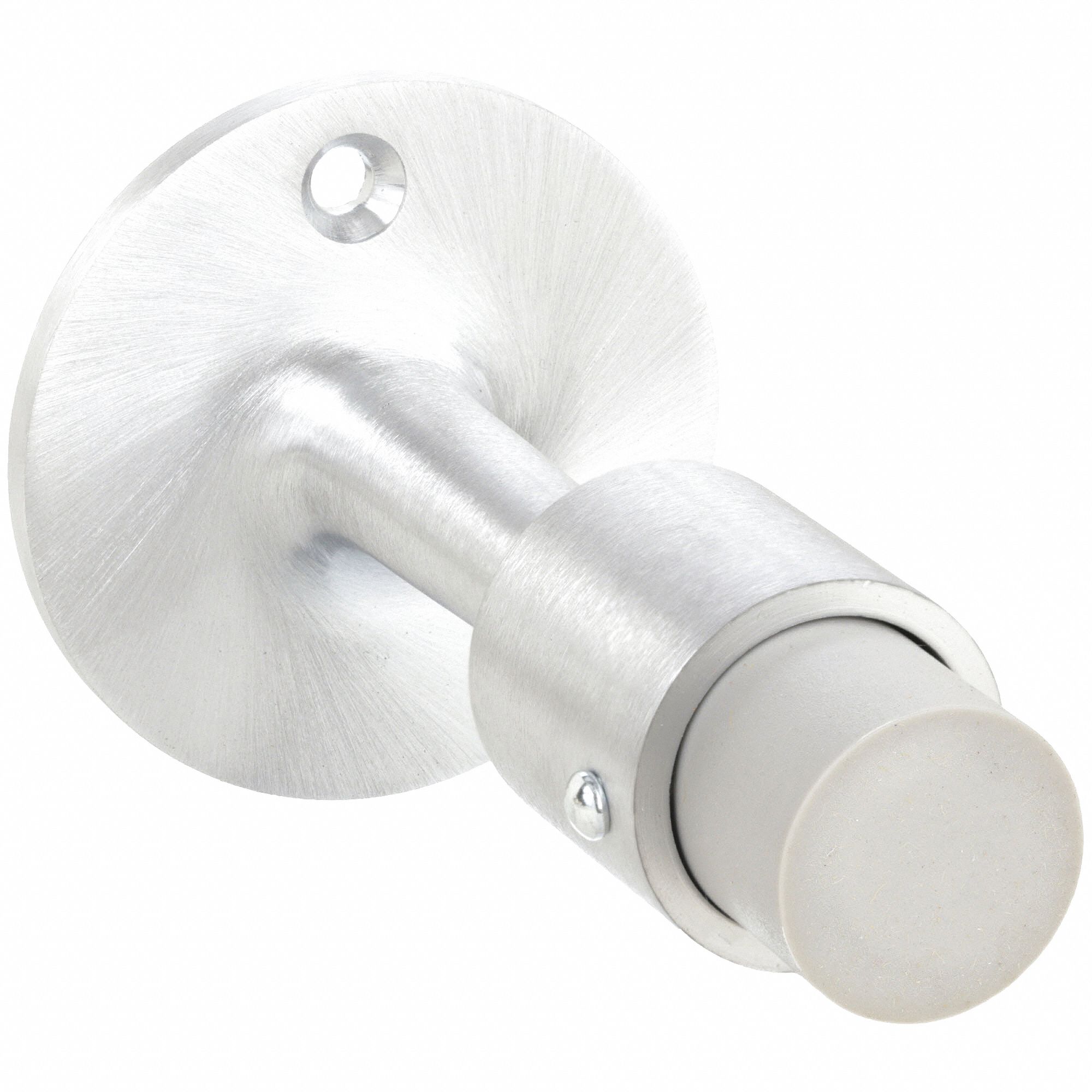 Door Stop: Wall - Mounted, 2 1/2 in Wd, 3 7/8 in Overall Ht, Chrome