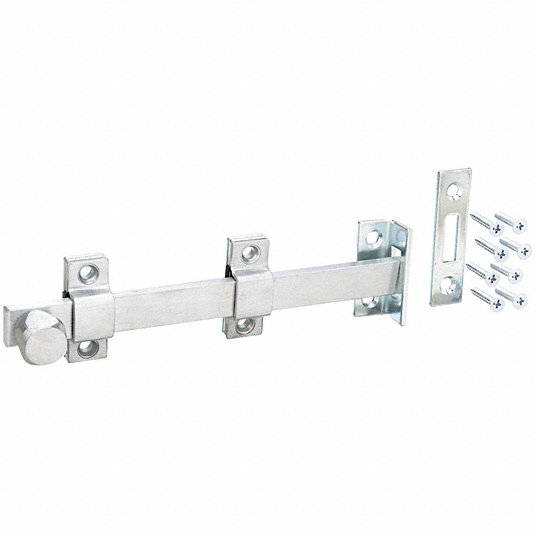 8 in Prime-Line MP4914 Surface Bolt Steel Brushed Chrome Finish 1 Set Heavy Duty Construction