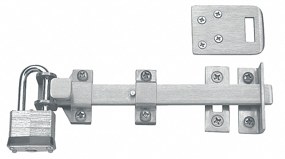 Door Bolt: Surface Bolt, 8 in Ht, 2 in Wd, 8 in Lg