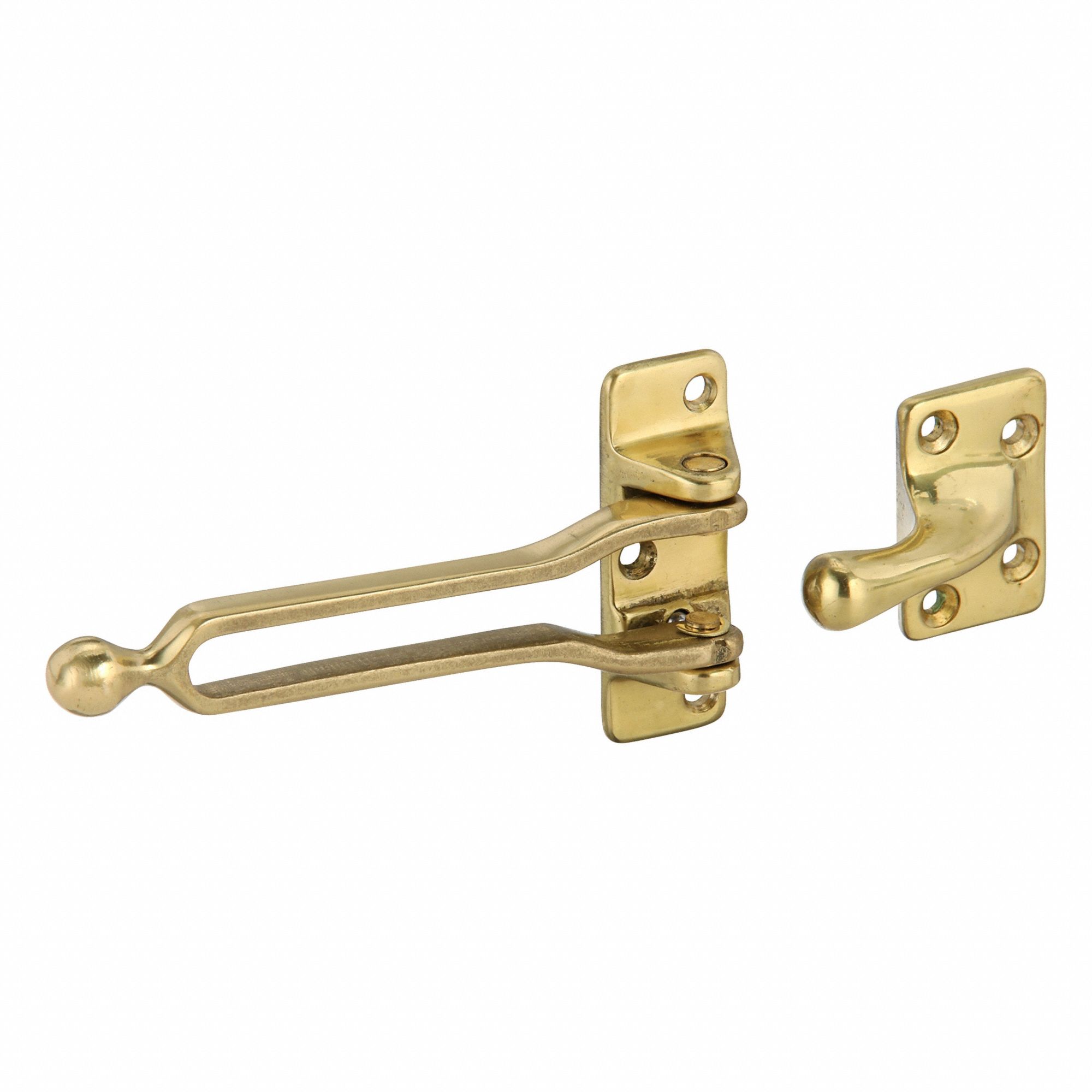 Hotel Door Latch: Swing Bar Door Guard, Brass, 2 9/16 in Ht, 1 1/16 in Wd, 5 3/8 in Lg