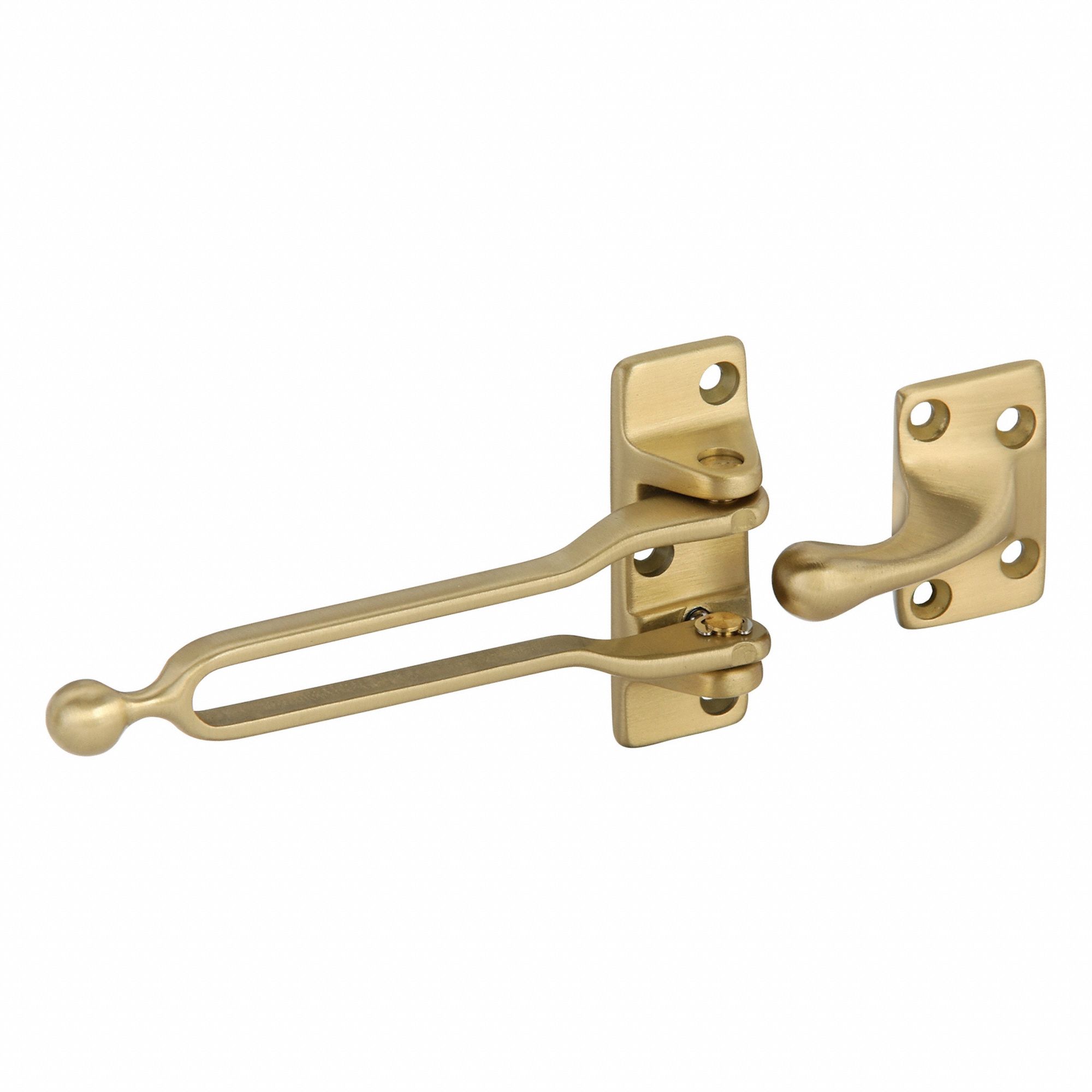 Hotel Door Latch: Swing Bar Door Guard, Brass, 1 13/16 in Ht, 1 1/16 in Wd, 5 3/8 in Lg