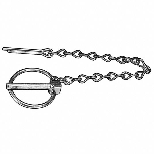 ITW BEE LEITZKE Lynch Pin, With Chain, Steel, C1010 and C1020, Zinc