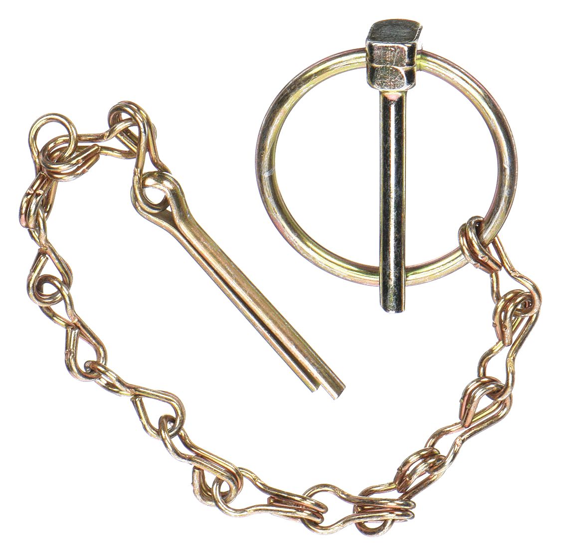 Lynch Pin, With Chain, Steel, C1010 and C1020, Zinc Dichromate, 1/4 in