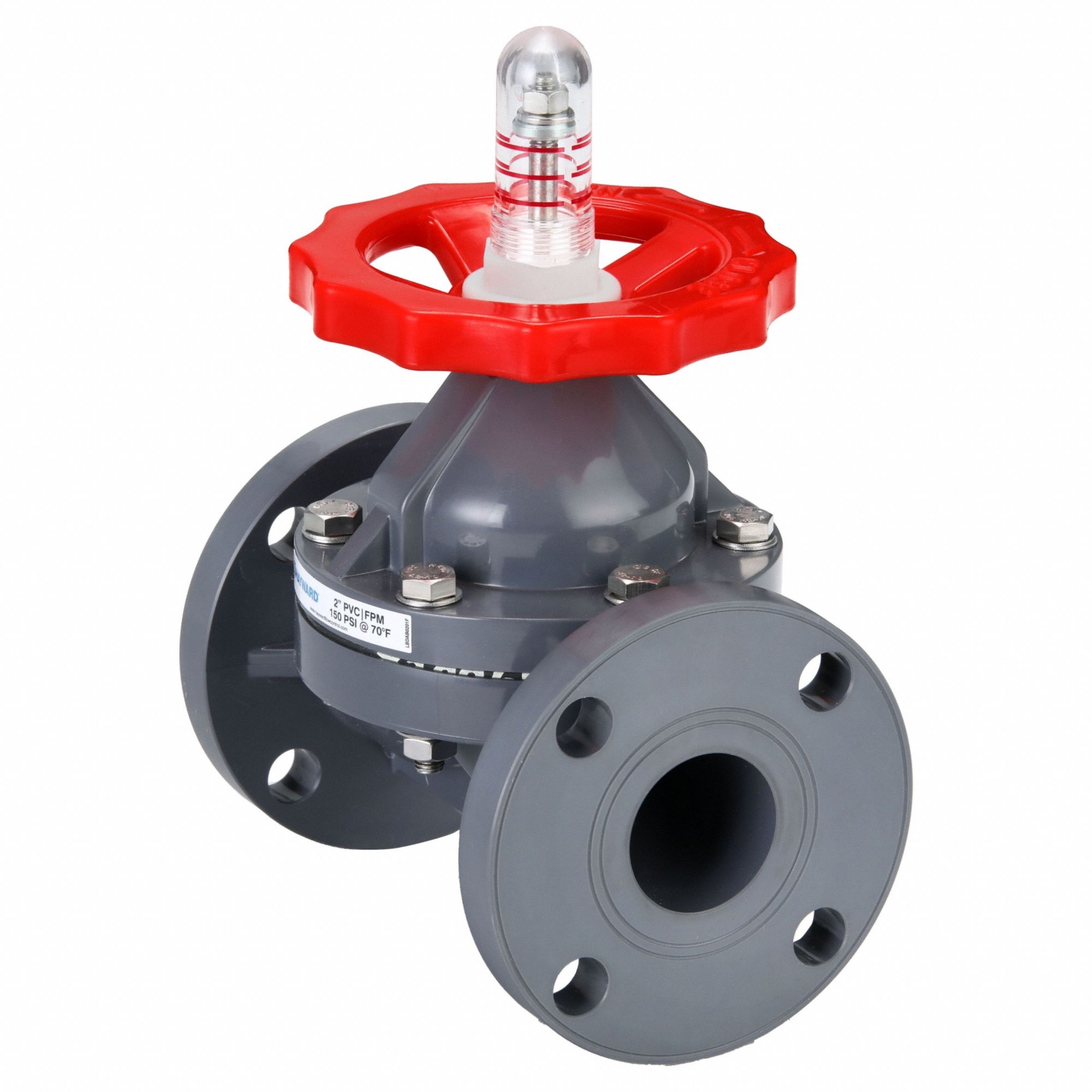 HAYWARD Diaphragm Valve: 2 in, PVC, 2-Way, Flange x Flange, 150 psi Max Pressure (CWP), FPM