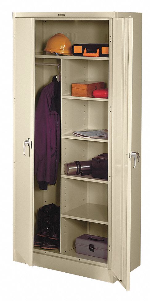 STORAGE CABINET, 36 IN X 18 IN X 78 IN, 5 SHELVES, SWING HANDLE/KEYED, 22 GA PANEL, ADJUSTABLE