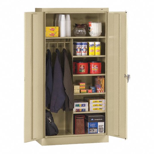 APPROVED VENDOR Storage Cabinet: 36 in x 24 in x 72 in, 4 Shelves, Swing  Handle & Keyed, 24 ga Panel