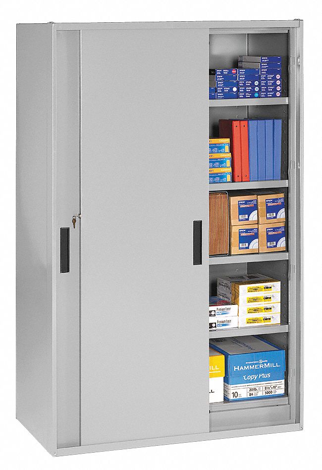 STORAGE CABINET, 48 IN X 27 IN X 78 IN, RECESSED PULL HANDLE & KEYED, 22 GA PANEL THICK