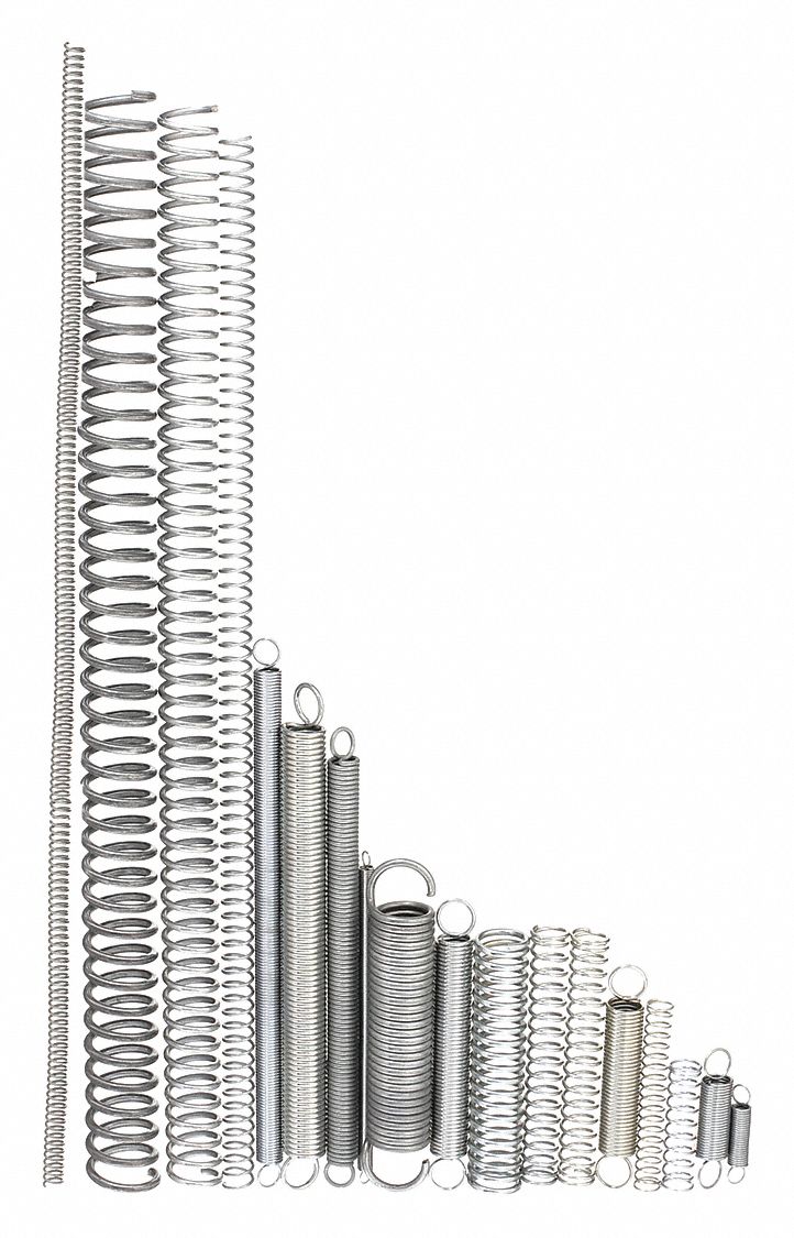 SPRING ASSORT,EXT/COMPR,STL,90 PIECES