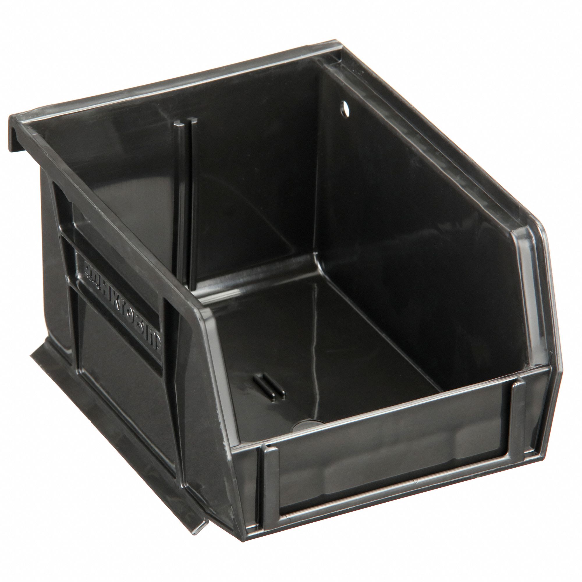 HANG AND STACK BIN, 4⅛ IN X 5⅜ IN X 3 IN, BLACK, LABEL HOLDERS, 10 LB LOAD CAPACITY