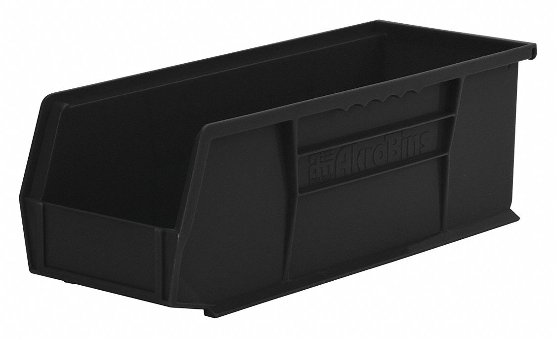 AKROMILS Hang and Stack Bin 5 1/2 in x 14 3/4 in x 5 in, Black, Label