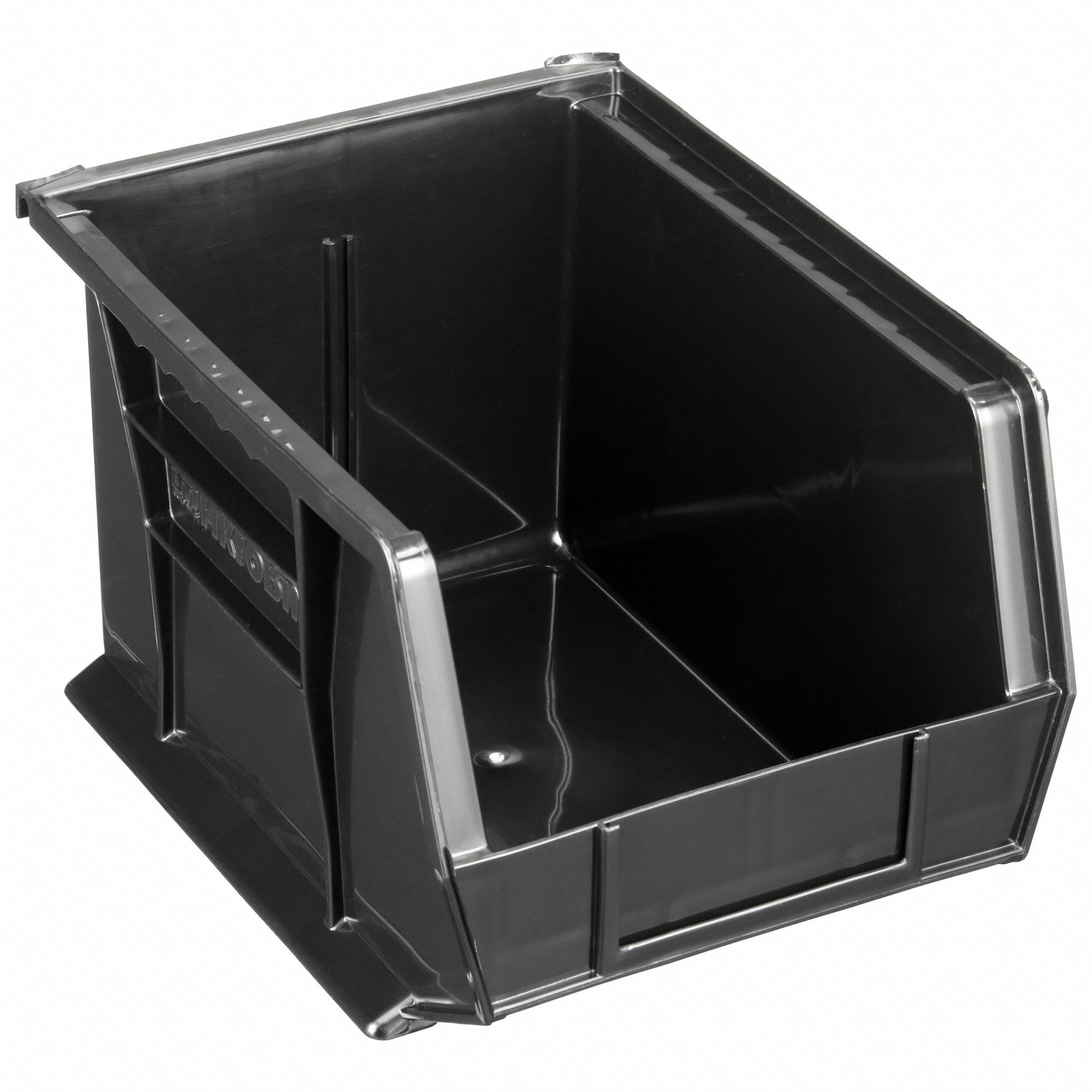 HANG AND STACK BIN, 8¼ IN X 10⅞ IN X 7 IN, BLACK, LABEL HOLDERS, 50 LB LOAD CAPACITY