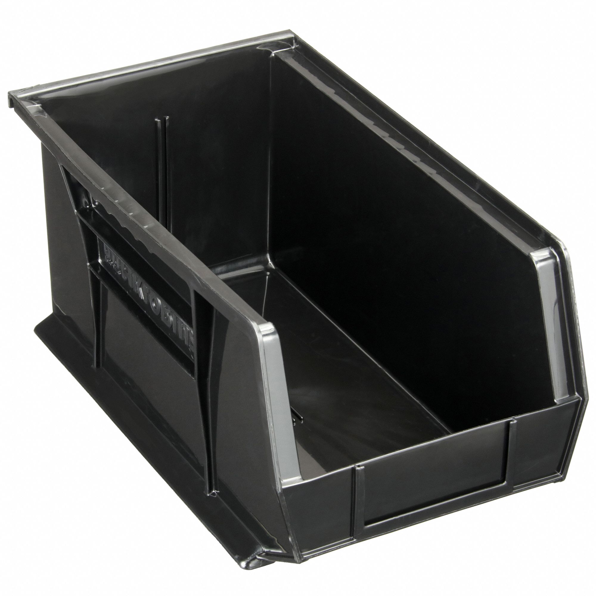 HANG AND STACK BIN, 8¼ IN X 14¾ IN X 7 IN, BLACK, LABEL HOLDERS, 60 LB LOAD CAPACITY
