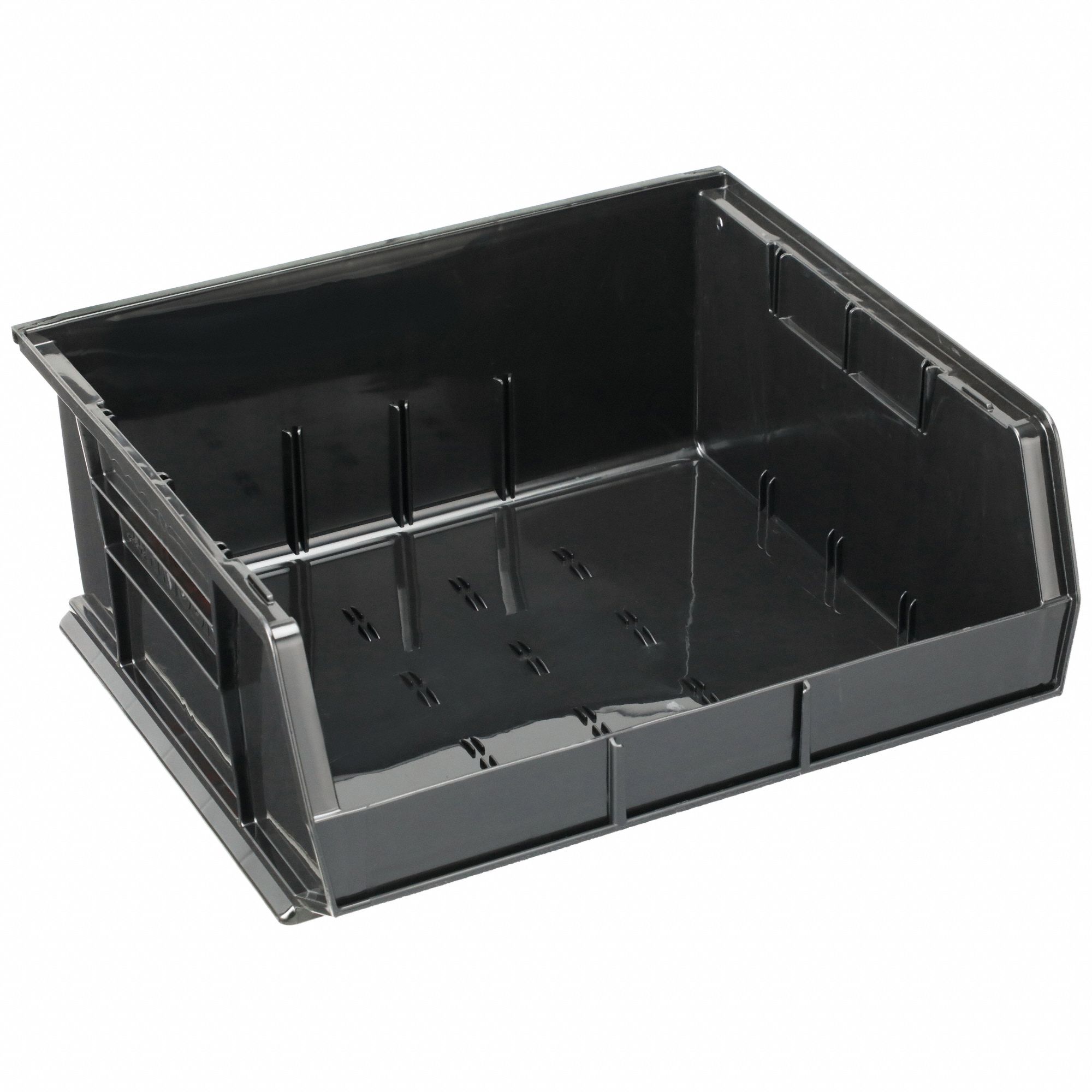 Hang and Stack Bin: 16 1/2 in x 14 3/4 in x 7 in, Black, Label Holder Included, 30250BLACK