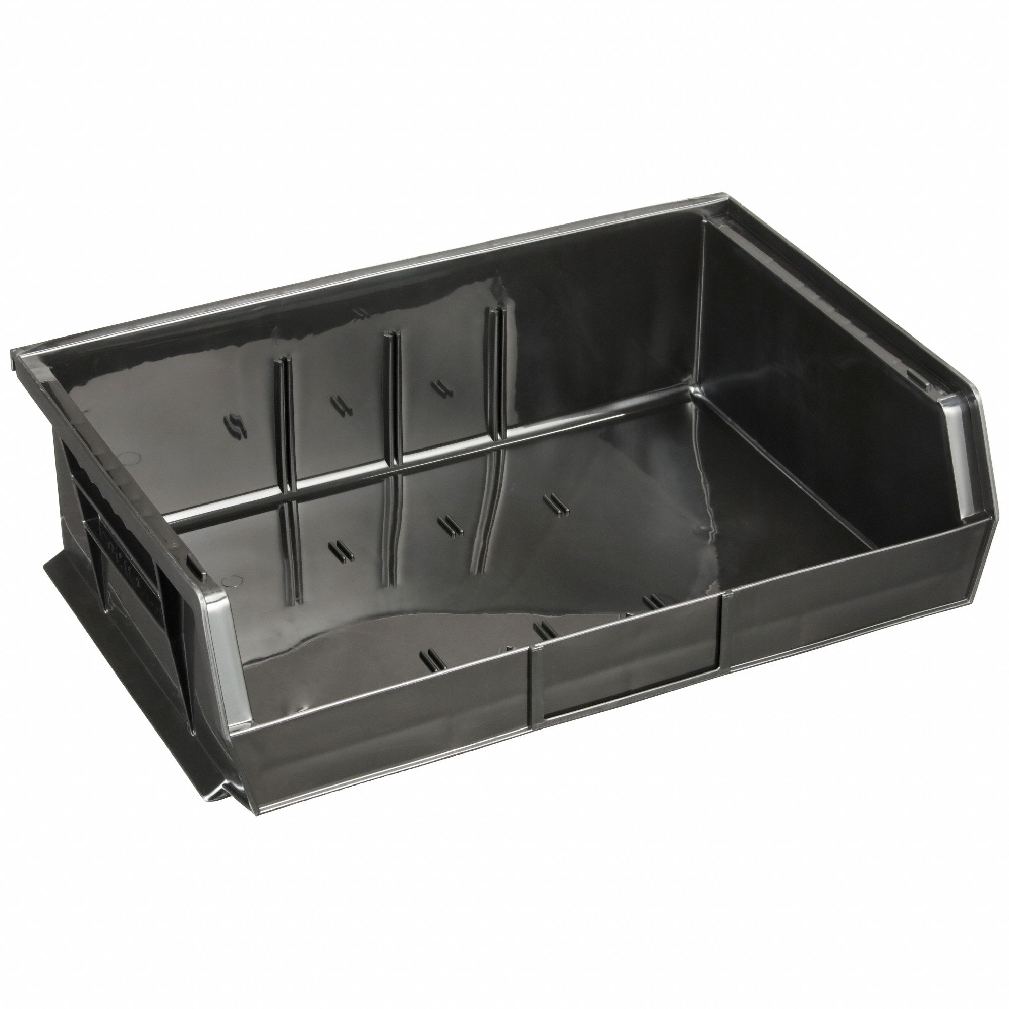 Hang and Stack Bin: 16 1/2 in x 10 7/8 in x 5 in, Black, Label Holder Included, 30255BLACK