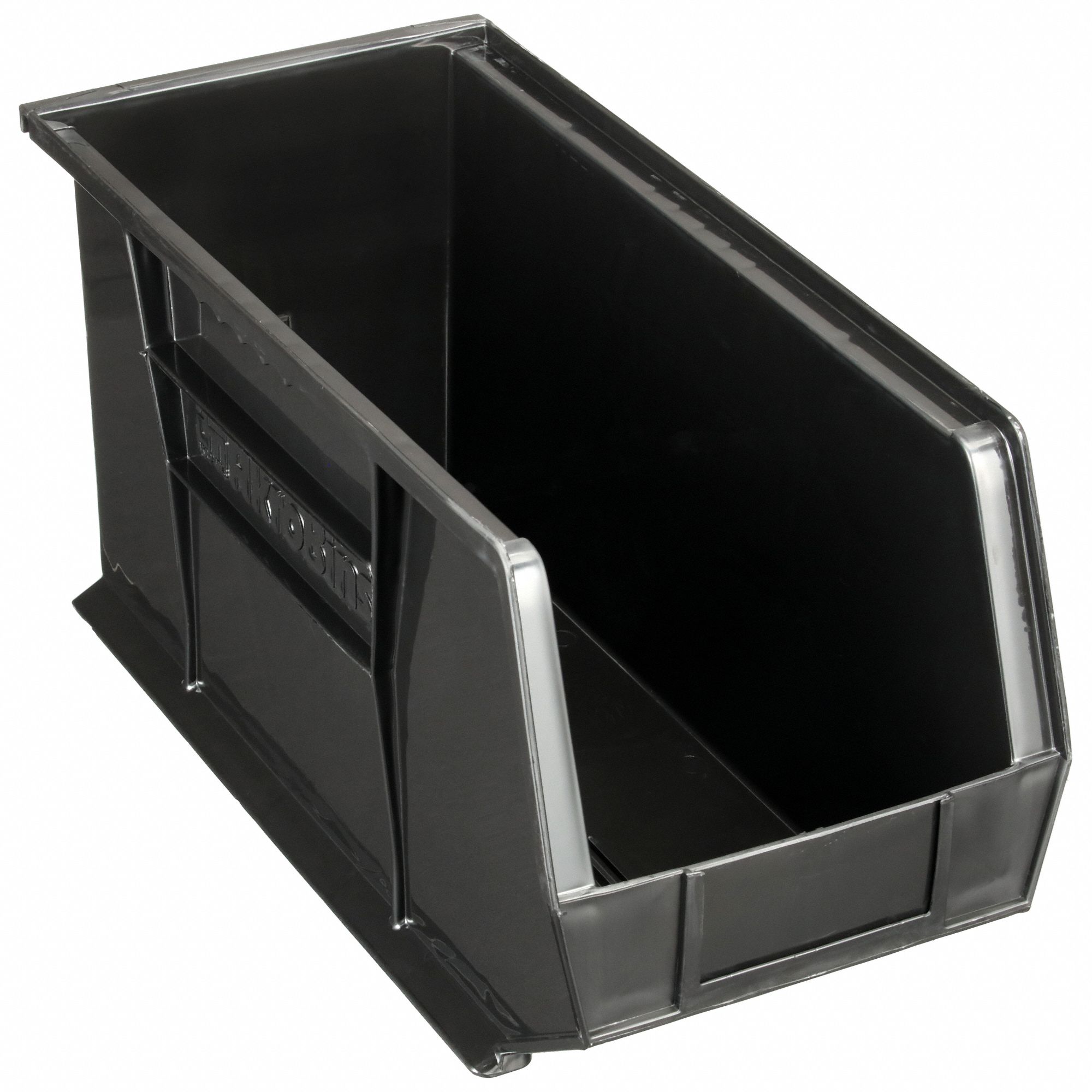HANG AND STACK BIN, 8¼ IN X 18 IN X 9 IN, BLACK, LABEL HOLDERS, 60 LB LOAD CAPACITY