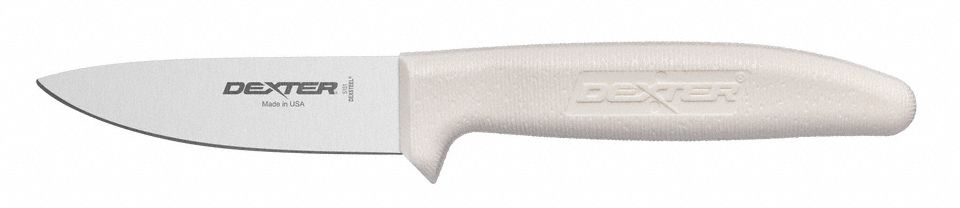 Paring Knife: Honed, 8 in Overall Lg, Steel Blade, Sanitary Polypropylene Handle