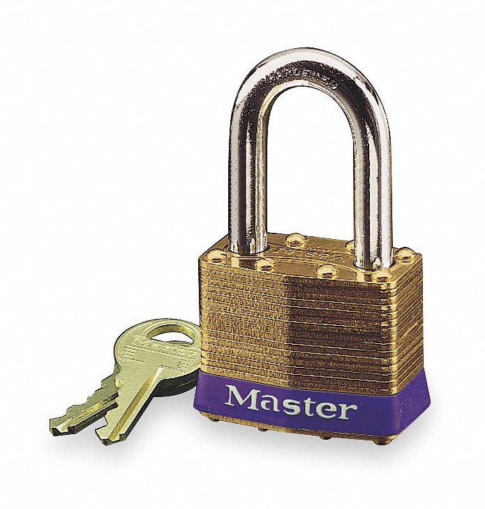 MASTER LOCK Keyed Alike, Padlock, Brass, Shackle Type Long Shackle