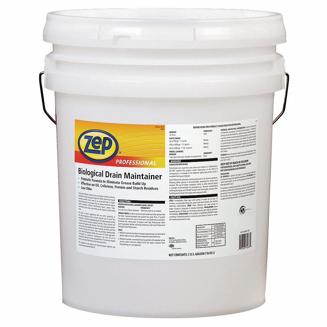 ZEP PROFESSIONAL Drain Maintainer, 5 gal Pail, Pleasant Liquid, Ready ...