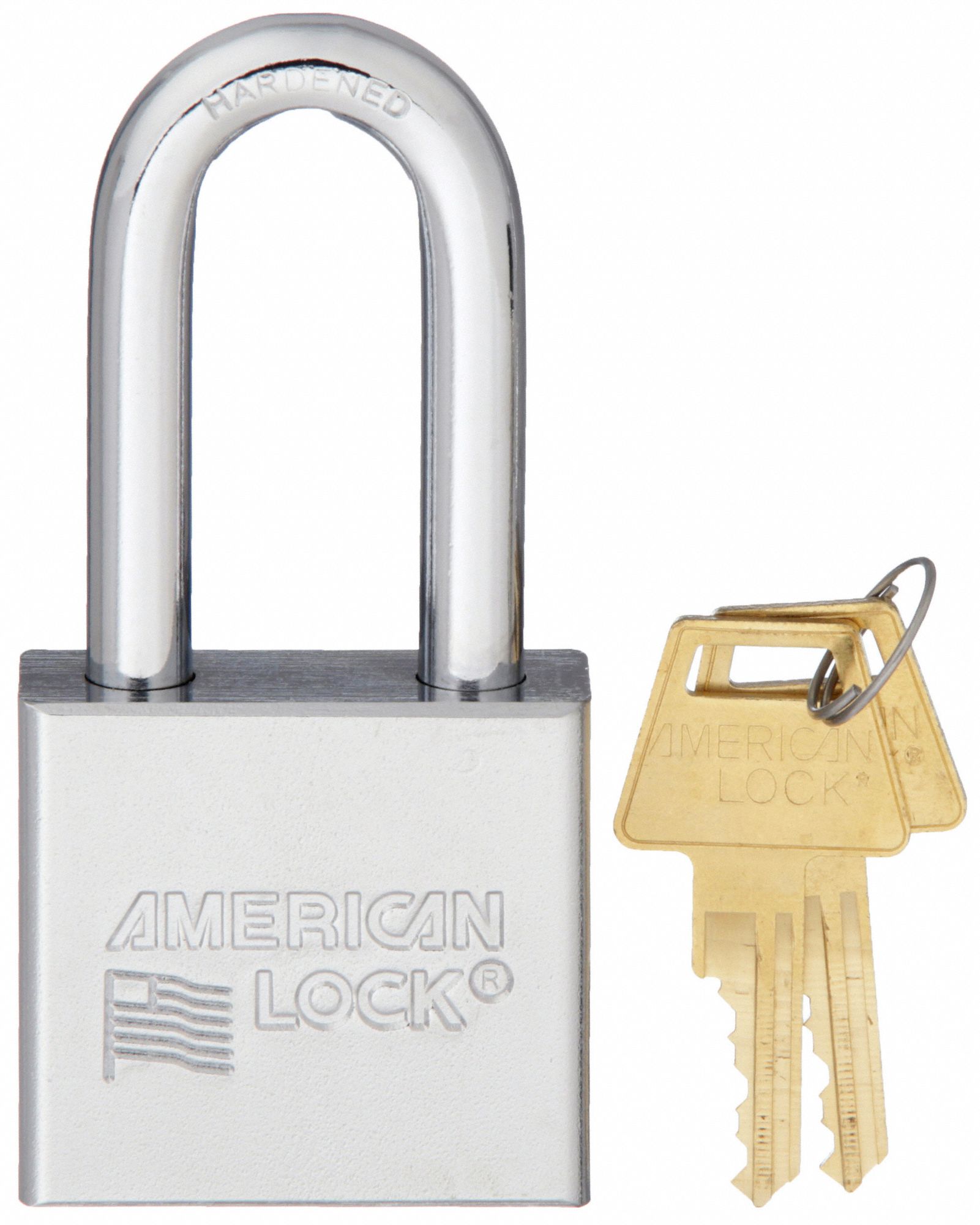 KEYED PADLOCK, 2 IN VERTICAL SHACKLE CLEARANCE, 3/4 IN HORIZONTAL SHACKLE CLEARANCE, 3/8 IN SHACKLE DIAMETER, SILVER