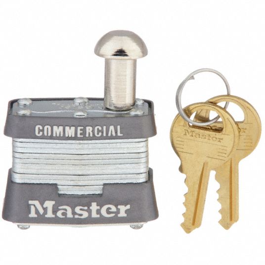 Master Lock 443KALE Keyed Padlock, Rectangle, Silver