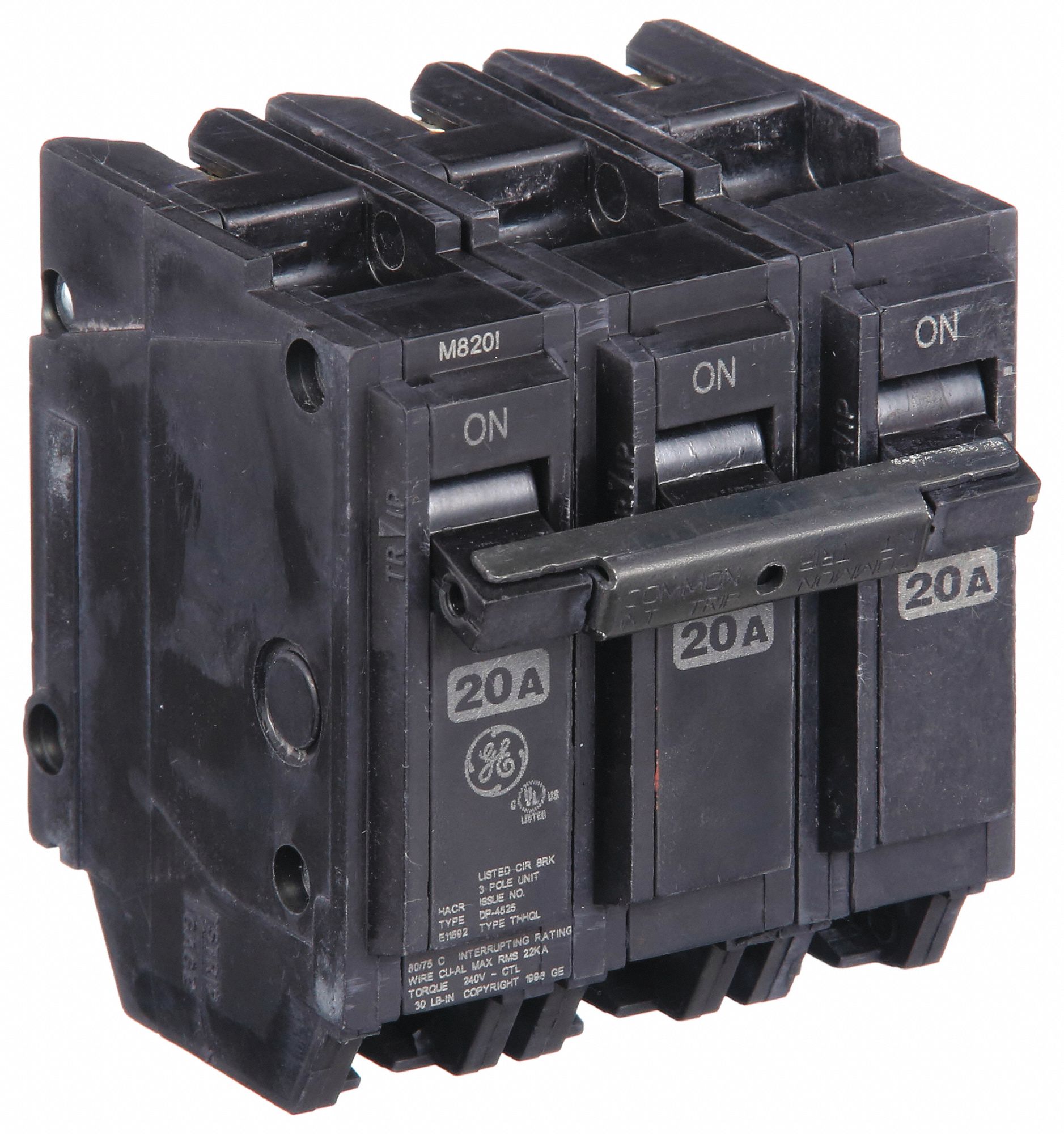 Miniature Circuit Breaker: THHQL, 20 A, 120/240V AC, Three Phase, 22kA at 120/240V AC, 3 Poles