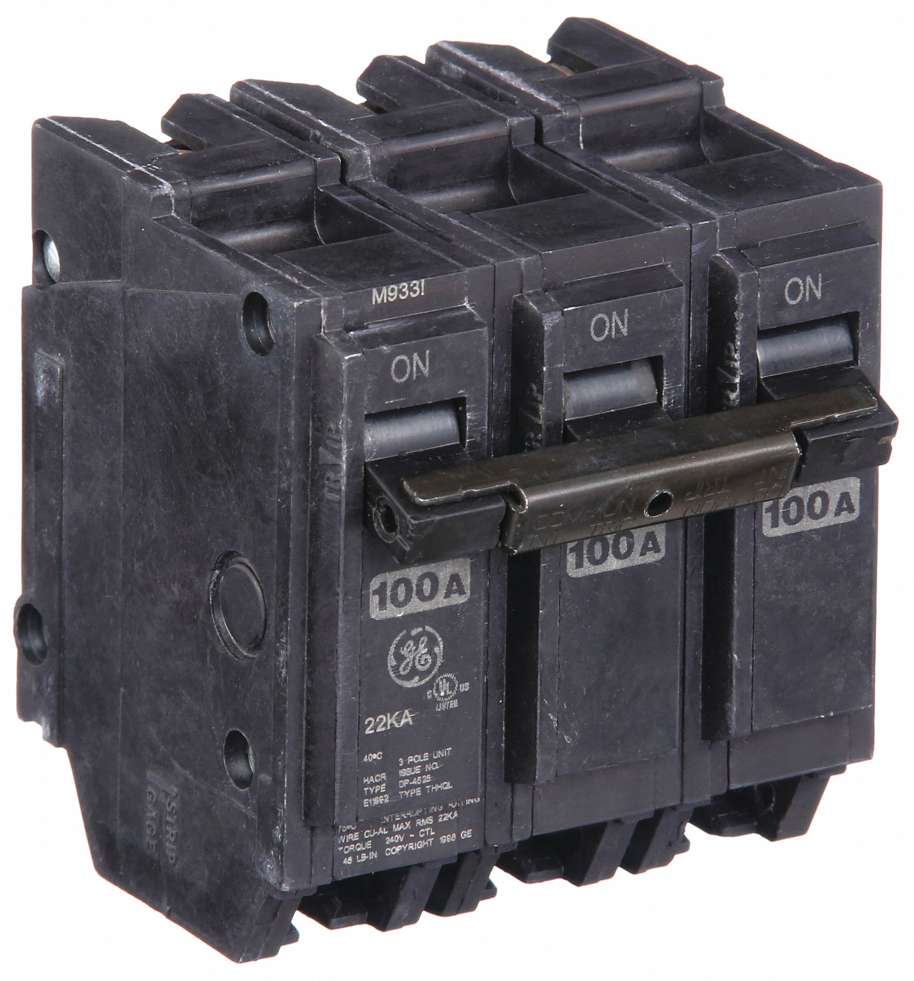 Miniature Circuit Breaker: THHQL, 100 A, 120/240V AC, Three Phase, 22kA at 120/240V AC, 3 Poles