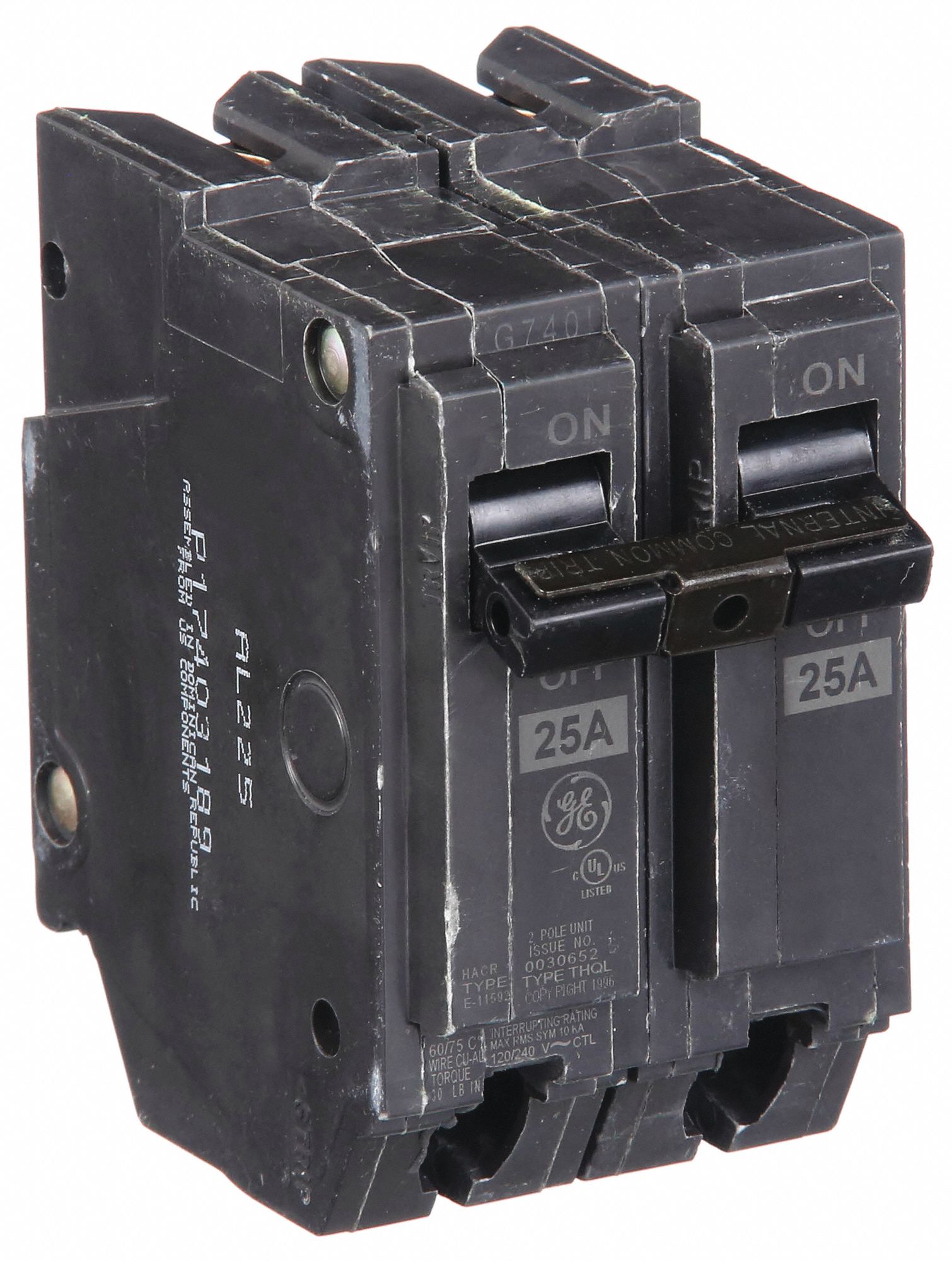 Miniature Circuit Breaker: THQL, 25 A, 120/240V AC, Single Phase, 10kA at 120/240V AC, Std