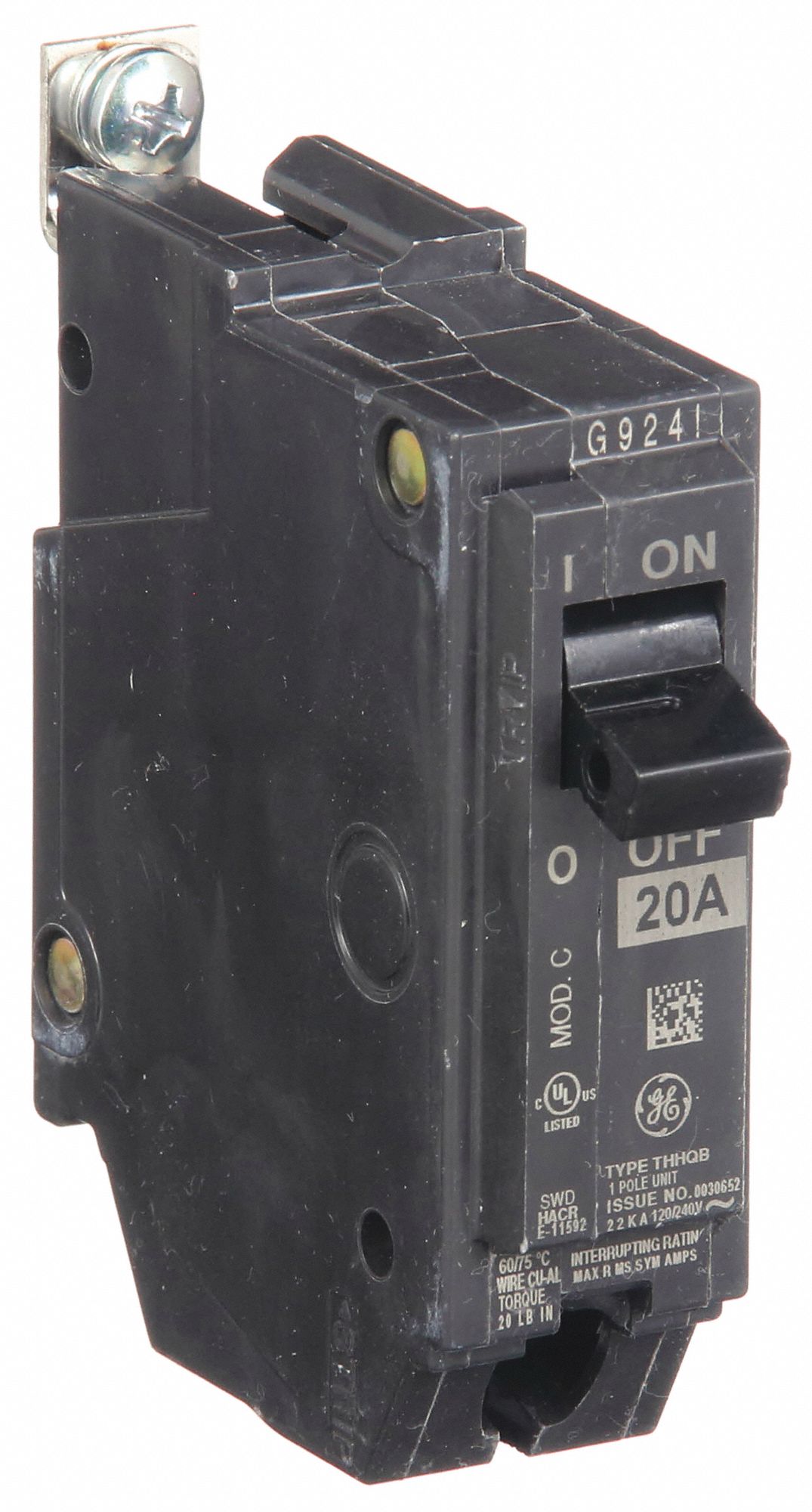 Miniature Circuit Breaker: THHQB, 20 A, 120/240V AC, Single Phase, 22kA at 120/240V AC, 1 Poles