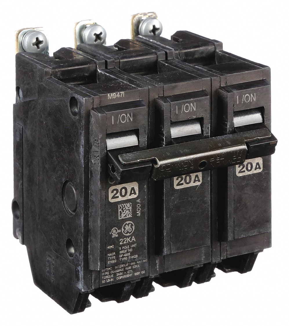 Miniature Circuit Breaker: THHQB, 20 A, 120/240V AC, Three Phase, 22kA at 120/240V AC, 3 Poles
