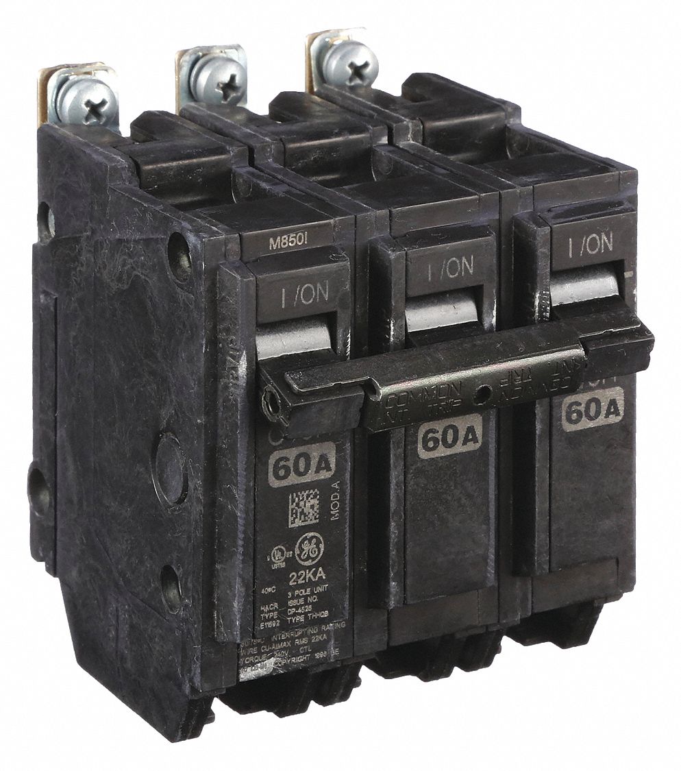 Miniature Circuit Breaker: THHQB, 60 A, 120/240V AC, Three Phase, 22kA at 120/240V AC, 3 Poles