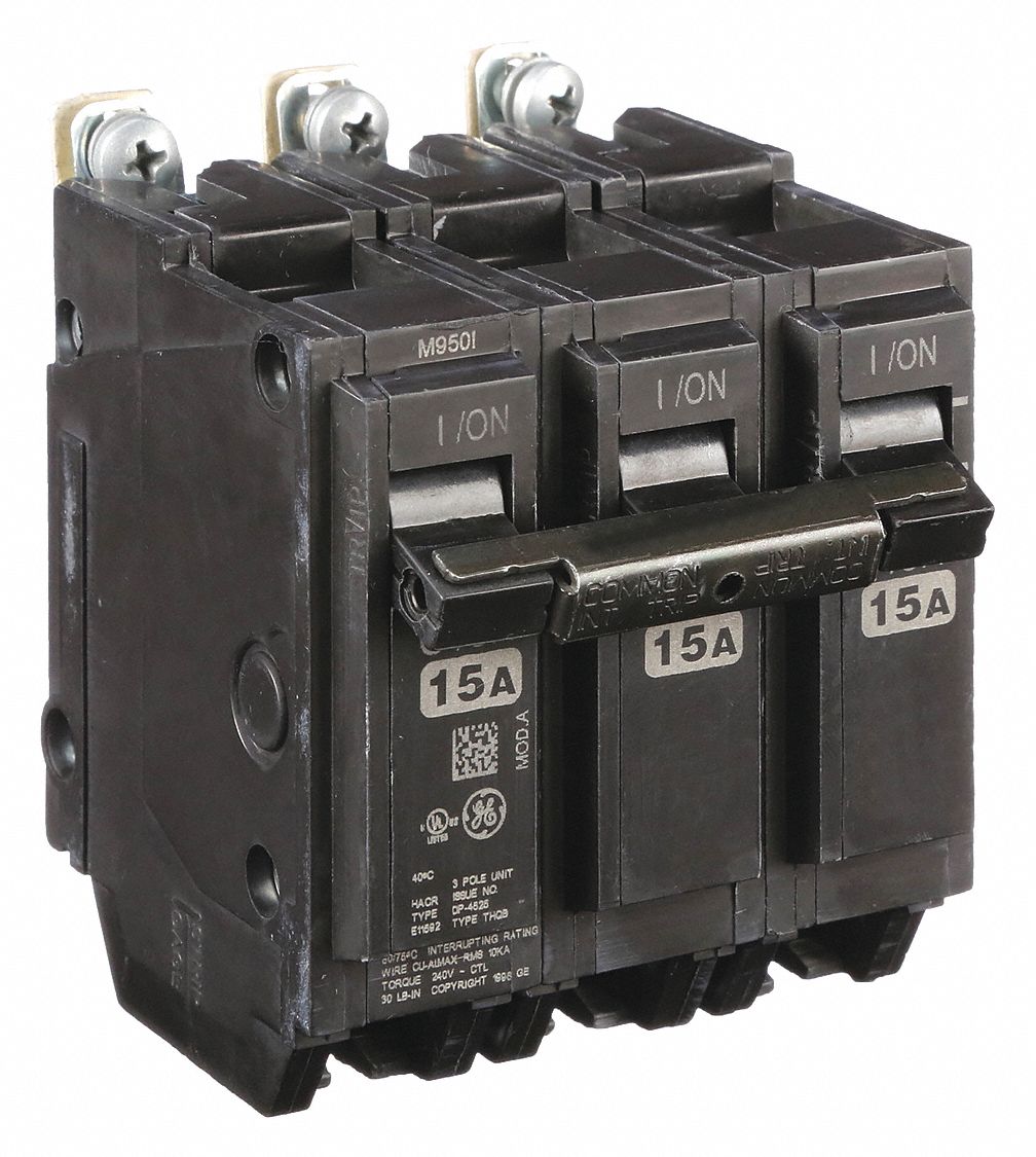 Miniature Circuit Breaker: THQB, 15 A, 120/240V AC, Three Phase, 10kA at 120/240V AC, Std