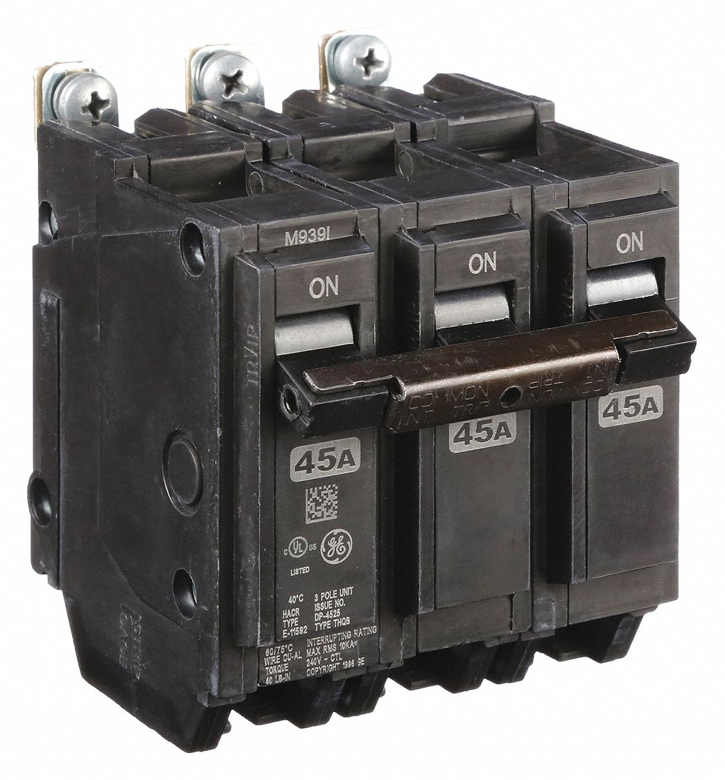 Miniature Circuit Breaker: THQB, 45 A, 120/240V AC, Three Phase, 10kA at 120/240V AC, Std
