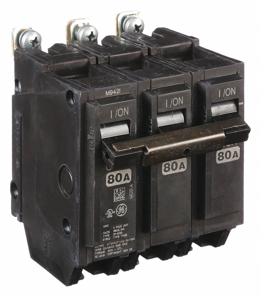 GE, THQB, 80 A, Miniature Circuit Breaker 3HXX3THQB32080 Grainger