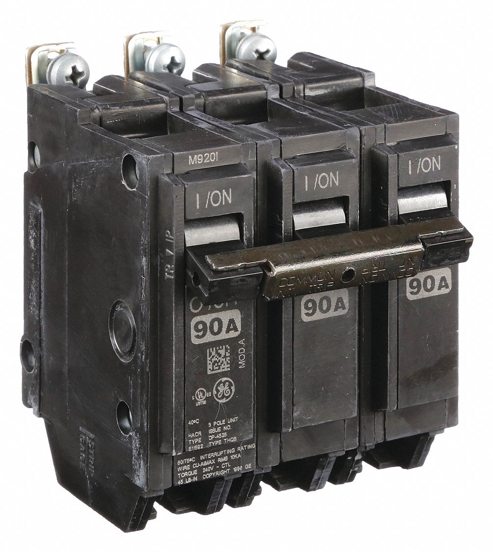 Miniature Circuit Breaker: THQB, 90 A, 120/240V AC, Three Phase, 10kA at 120/240V AC, Std