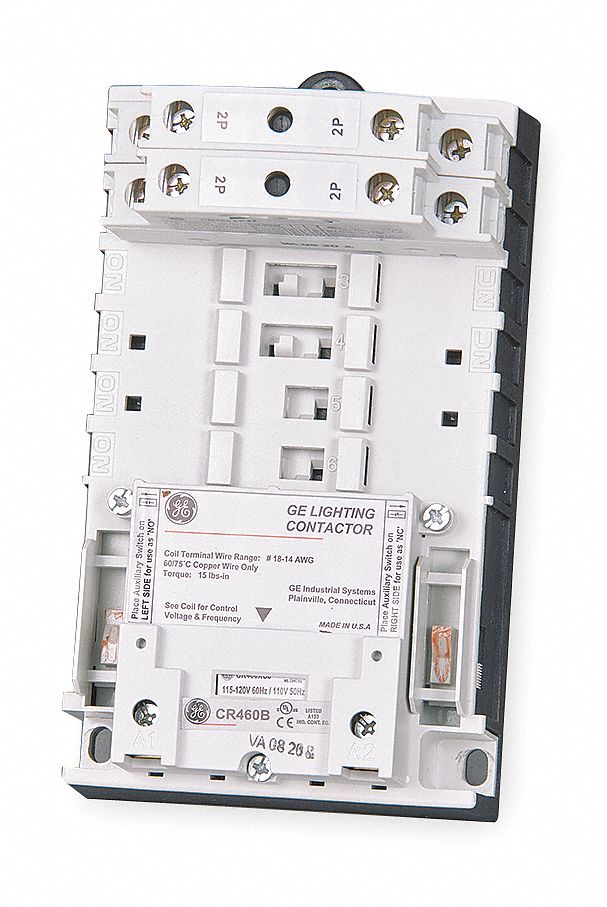 LIGHTING MAGNETIC CONTACTOR, 4 POLES, 277V AC, 30 A, 2-WIRE, ELECTRICALLY HELD