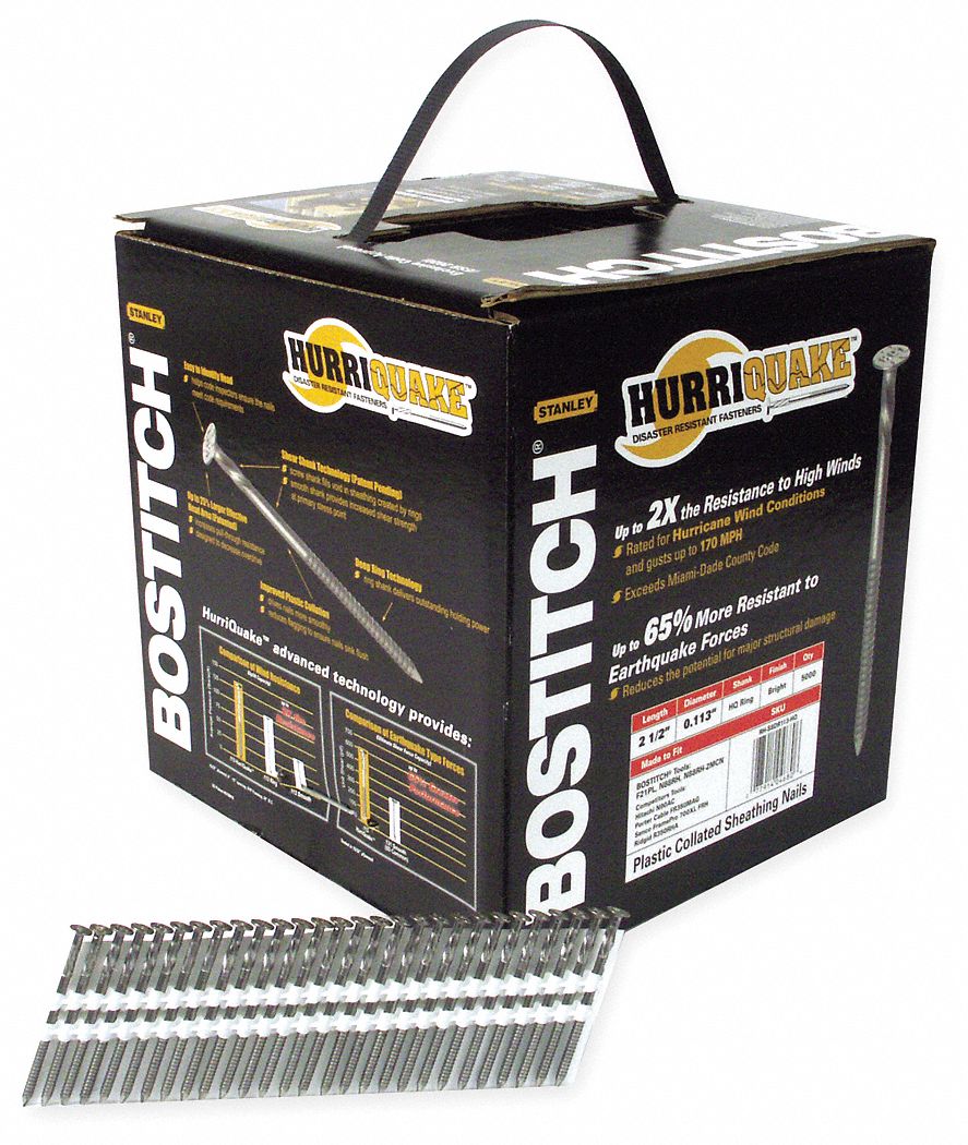 Collated Framing Nail, — Gauge, Steel, Coated, Full Round, PK 5000