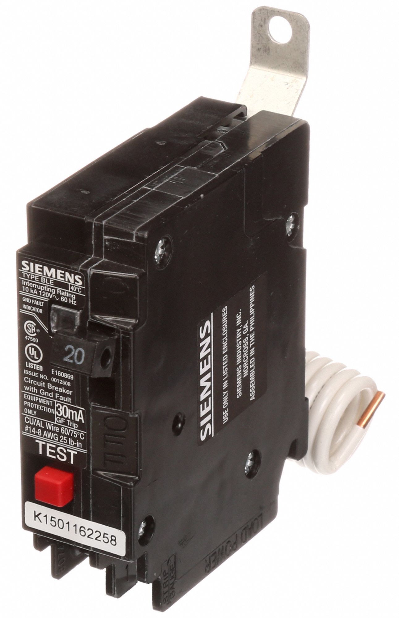 SIEMENS Miniature Circuit Breaker 20 A Amps, 120V AC, Single Phase