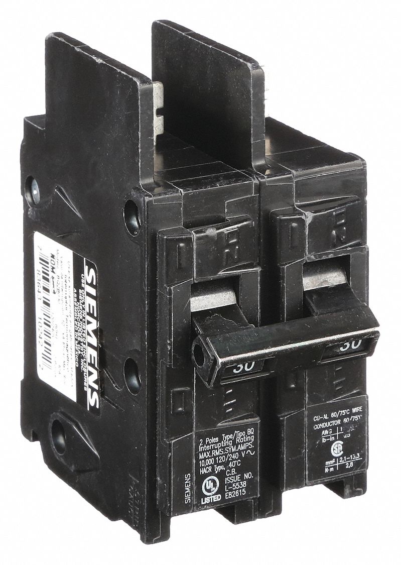 Miniature Circuit Breaker: 30 A Amps, 120/240V AC, 2 Poles, Std
