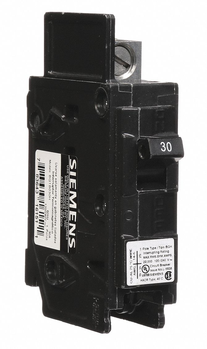 Miniature Circuit Breaker: 30 A Amps, 120V AC, 1 Poles, High Interrupting Capacity
