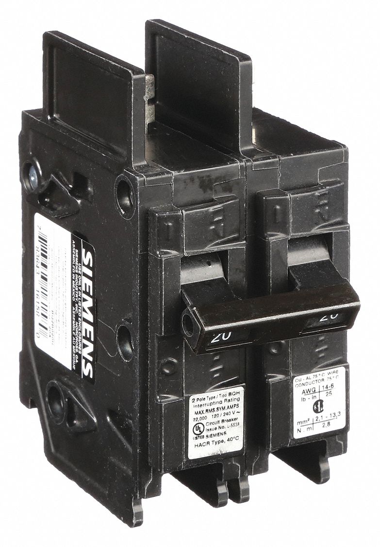 Miniature Circuit Breaker: 20 A Amps, 120/240V AC, 2 Poles, High Interrupting Capacity