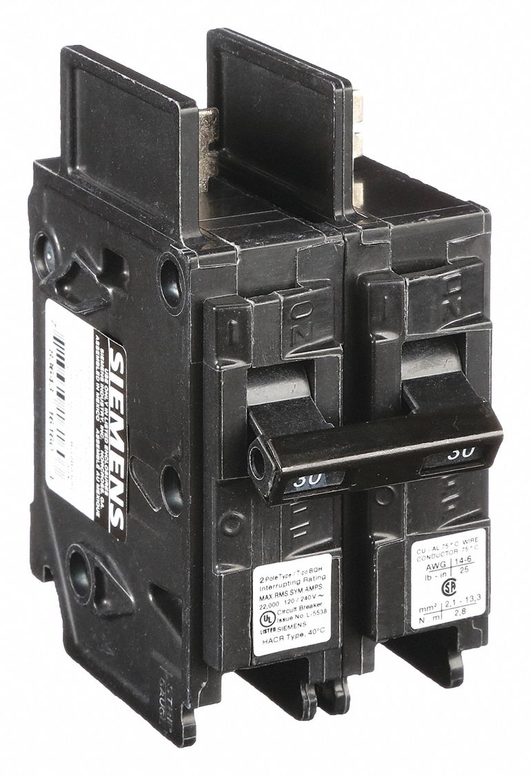 Miniature Circuit Breaker: 30 A Amps, 120/240V AC, 2 Poles, High Interrupting Capacity