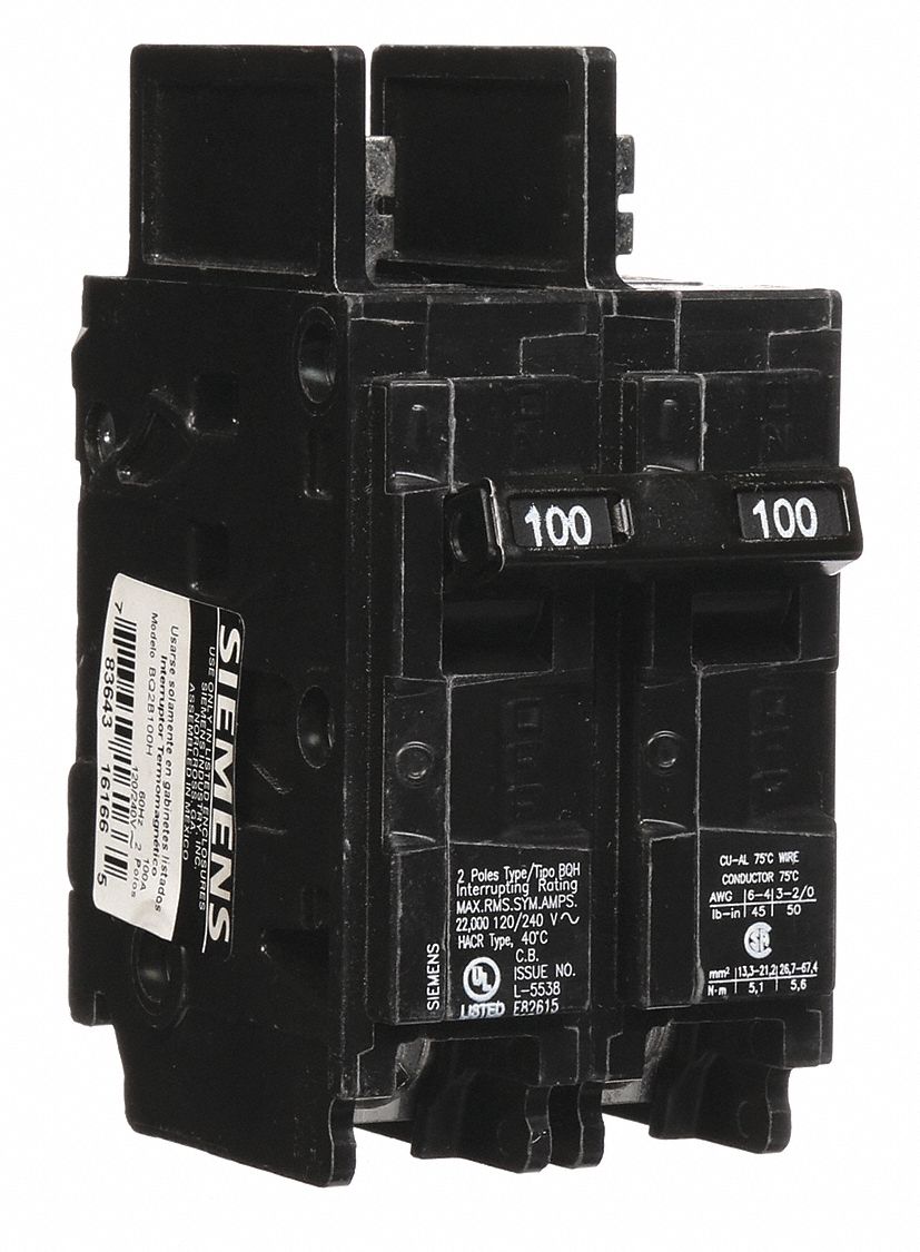 Miniature Circuit Breaker: 100 A Amps, 120/240V AC, 2 Poles, High Interrupting Capacity
