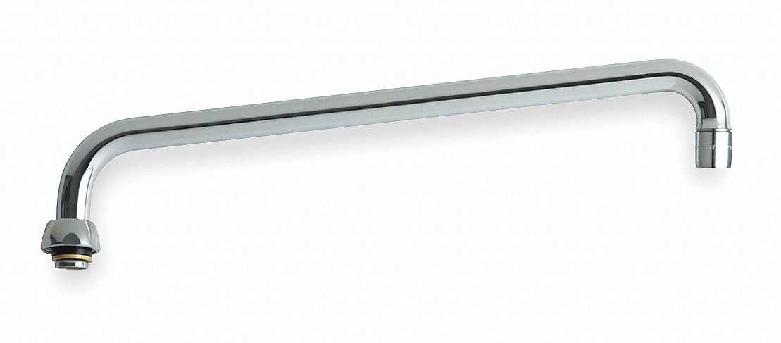 Spout: Spout, Double-Bend, Swivel Spout, Brass, Polished Chrome, 2.2 gpm Flow Rate